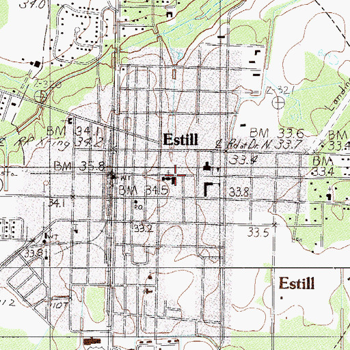 Topographic Map of Lawtonville Baptist Church, SC