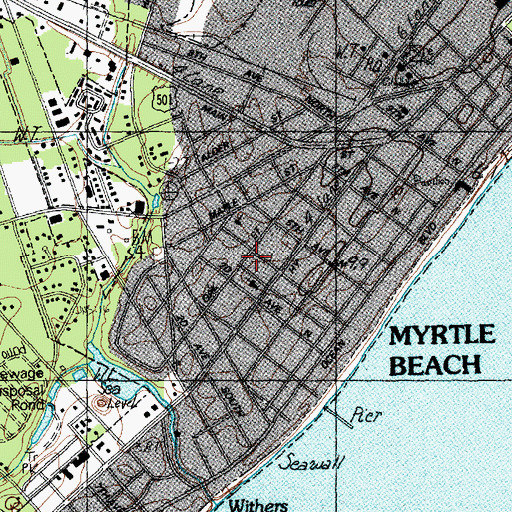 Topographic Map of First Batist Vietnamese Church of Myrtle Beach, SC