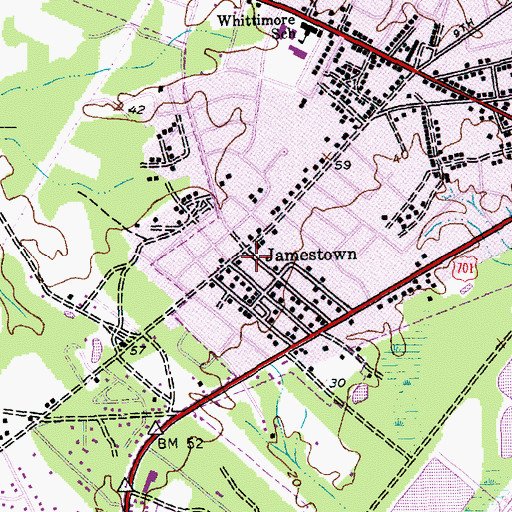 Topographic Map of Jamestown Baptist Church, SC