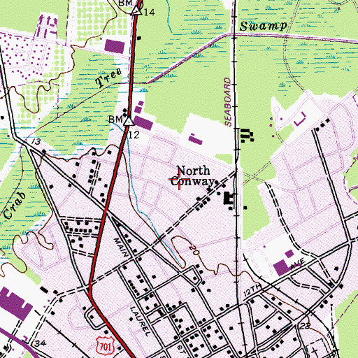 Topographic Map of North Conway Baptist Church, SC