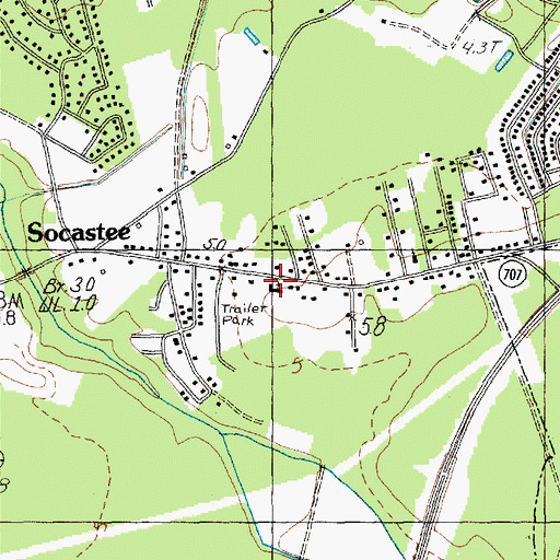 Topographic Map of Socastee Baptist Church, SC