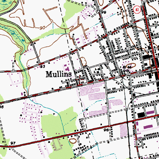 Topographic Map of House of God In Mullins, SC