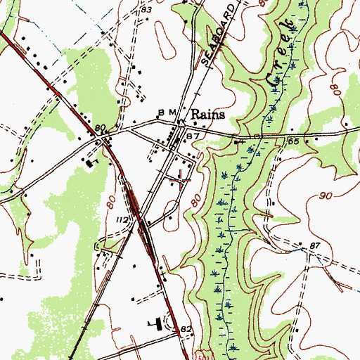 Topographic Map of Rain Freewill Baptist Church, SC