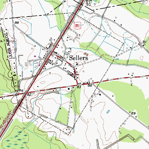 Topographic Map of Sellers Chapel Baptist Church, SC