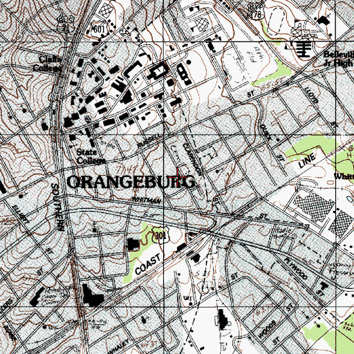 Topographic Map of Old Mount Zion Baptist Church, SC