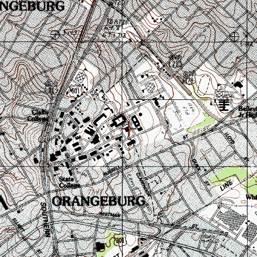 Topographic Map of South Carolina State University Miller F Whitaker Library, SC