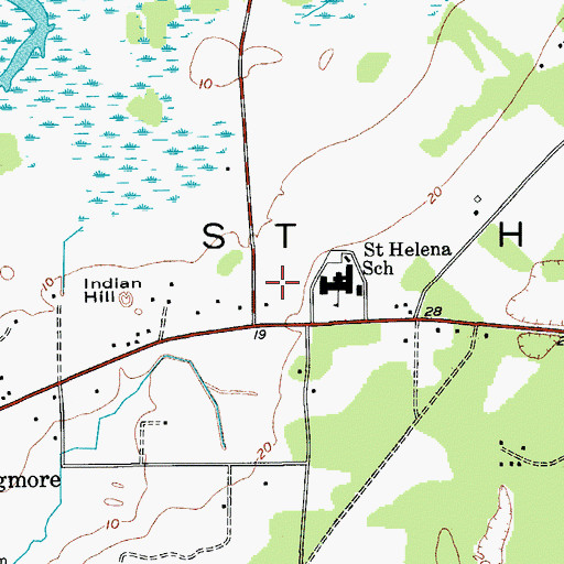 Topographic Map of Beaufort County Library Saint Helena Branch, SC