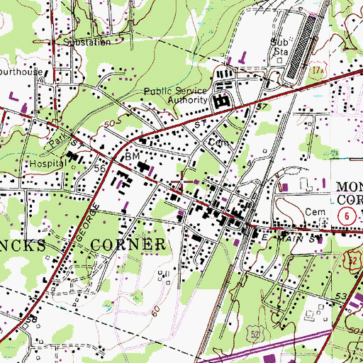 Topographic Map of Berkeley County Library Monks Corner Branch, SC
