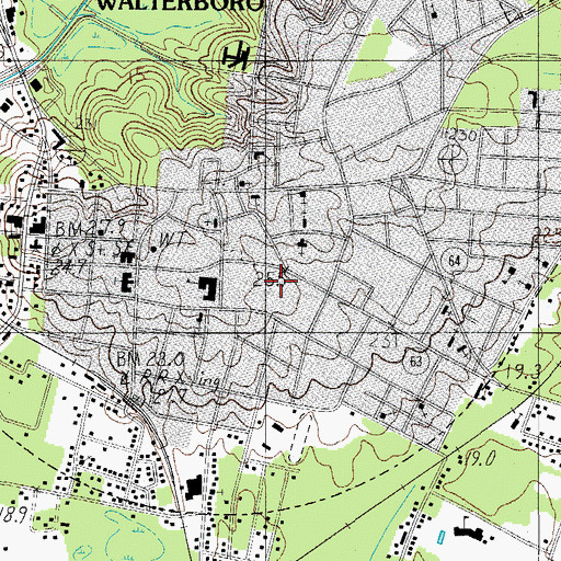 Topographic Map of Colleton County Memorial Library, SC