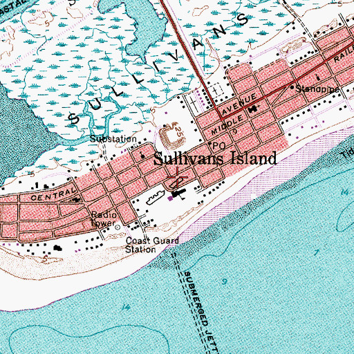Topographic Map of Charleston County Public Library Edgar Allan Poe Branch Library, SC
