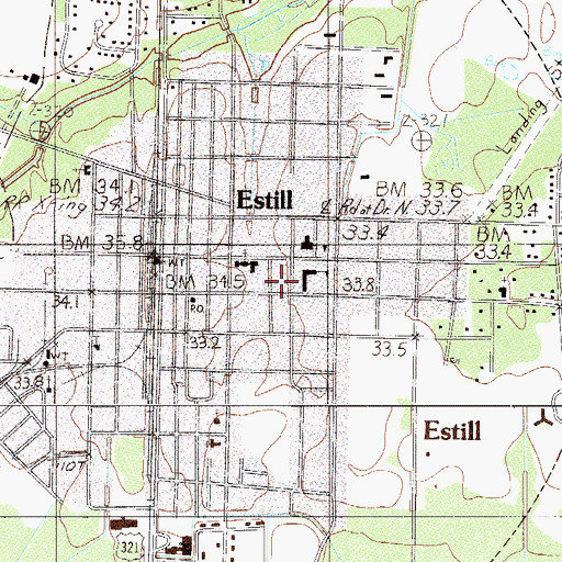 Topographic Map of Estill Public Library, SC