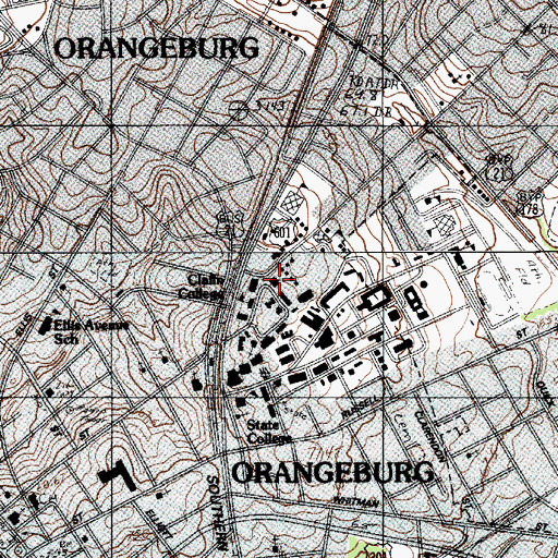Topographic Map of H V Manning Library, SC