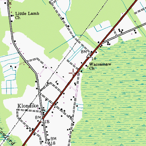 Topographic Map of Horry County Memorial Library Bucksport Branch, SC