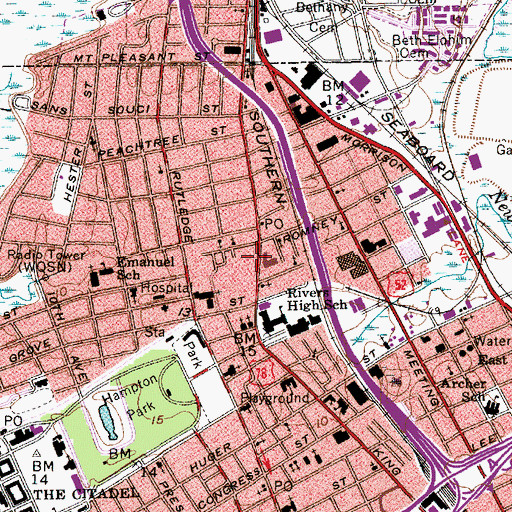 Topographic Map of Charleston County Public Library John L Dart Branch Library, SC