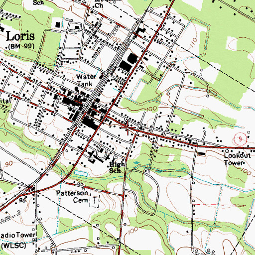 Topographic Map of Horry County Memorial Library Loris Branch Library, SC