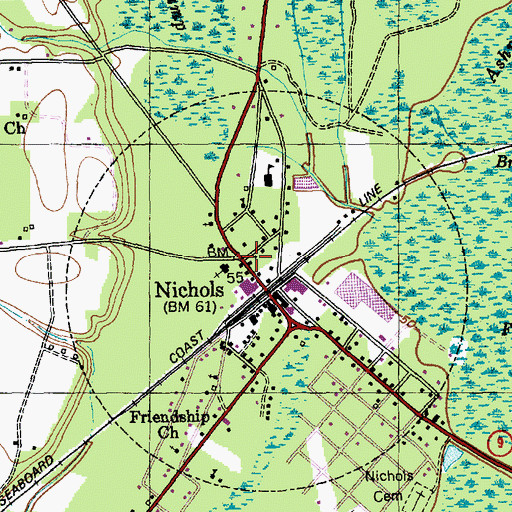 Topographic Map of Nichols Library, SC