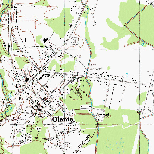Topographic Map of Olanta Public Library, SC