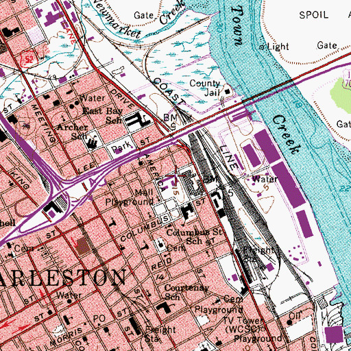 Topographic Map of Trident Technical College Palmer Campus Library, SC