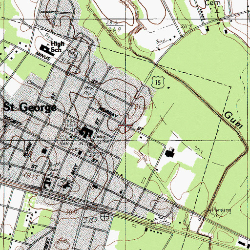 Topographic Map of Saint George Public Library, SC
