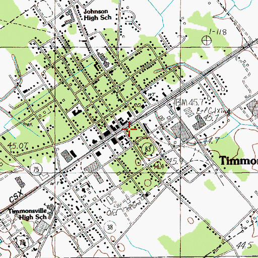 Topographic Map of Timmonsville Public Library, SC