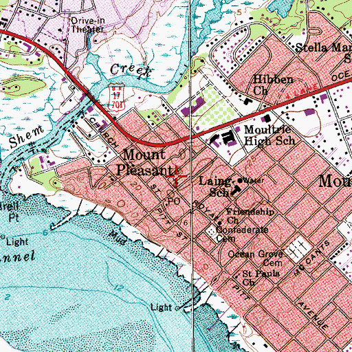 Topographic Map of Charleston County Public Library Village Branch, SC