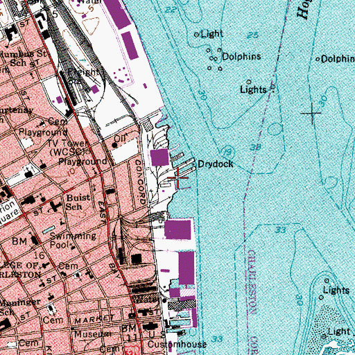 Topographic Map of Charleston Maritime Center, SC