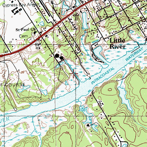 Topographic Map of Crickett Cove Yacht Club, SC