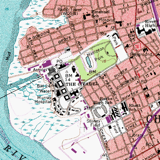 Topographic Map of The Citadel Daniel Museum, SC