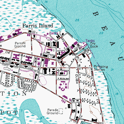 Topographic Map of Parris Island Museum, SC