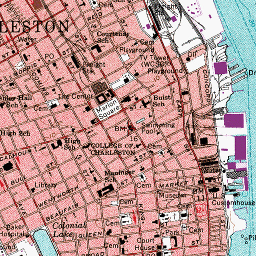Topographic Map of College of Charleston Kresse Arena, SC