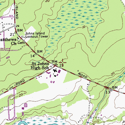 Topographic Map of Johns Island Magistrate Office, SC