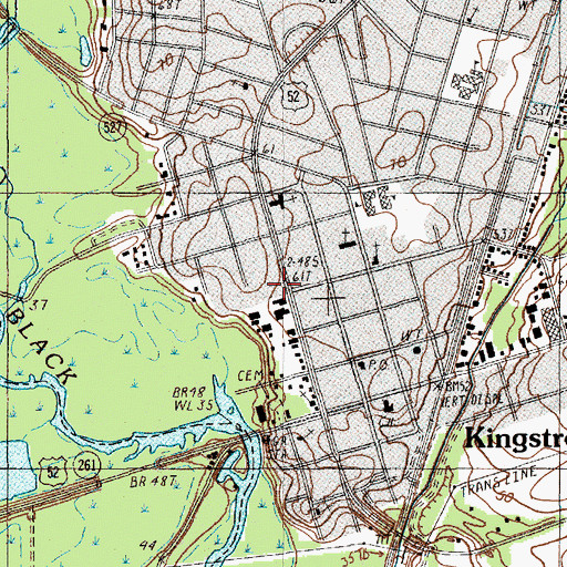 Topographic Map of Kingstree Town Hall, SC