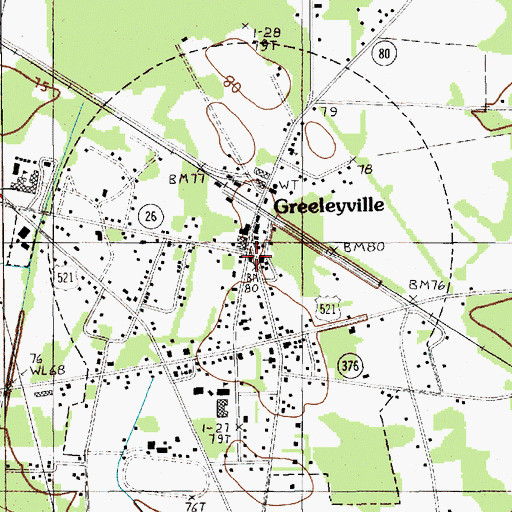 Topographic Map of Lane Town Hall, SC