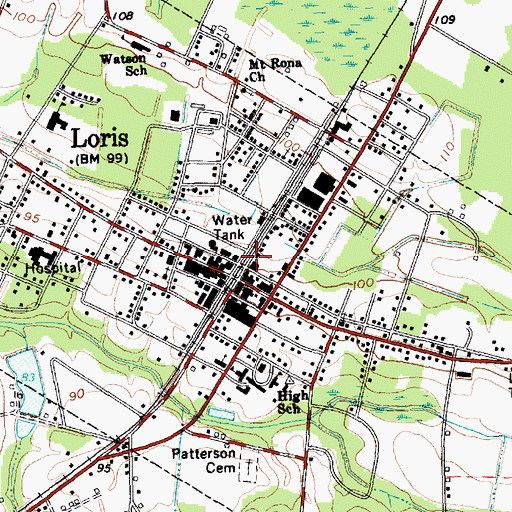 Topographic Map of Loris City Hall, SC
