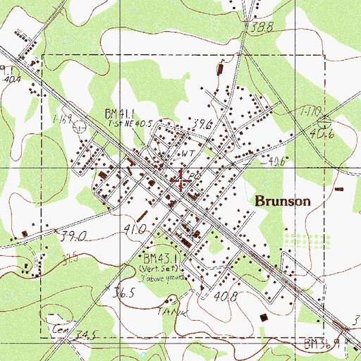 Topographic Map of Brunson Town Hall, SC