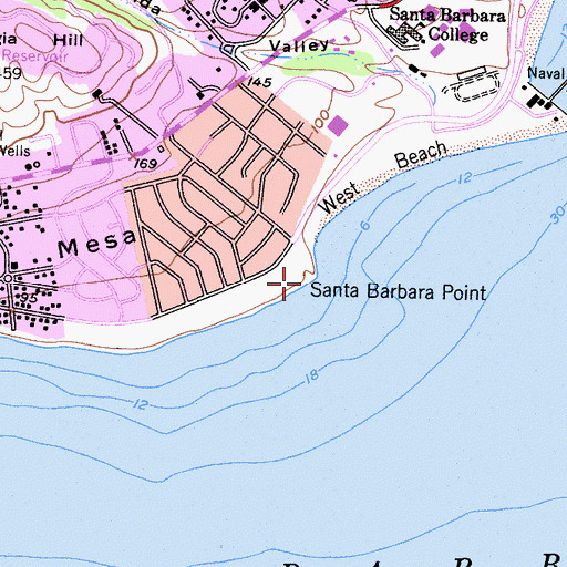Topographic Map of Santa Barbara Point, CA