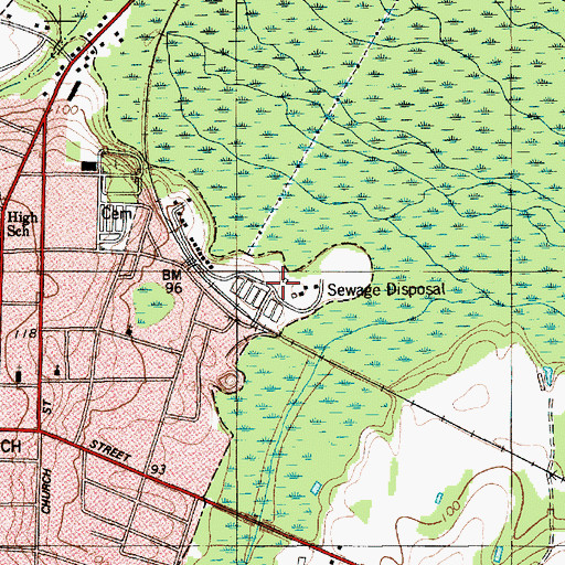 Topographic Map of Manning Wastewater Treatment Facility, SC