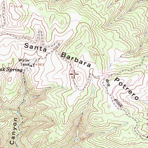 Topographic Map of Santa Barbara Potrero, CA