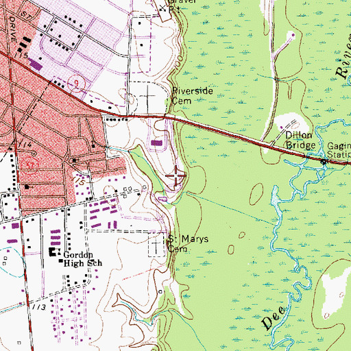 Topographic Map of Dillon Little PeeDee Wastewater Treatment Facility, SC
