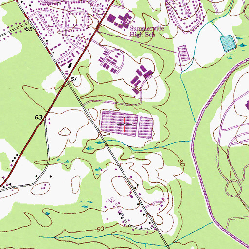 Topographic Map of Summerville Wastewater Treatment Facility, SC