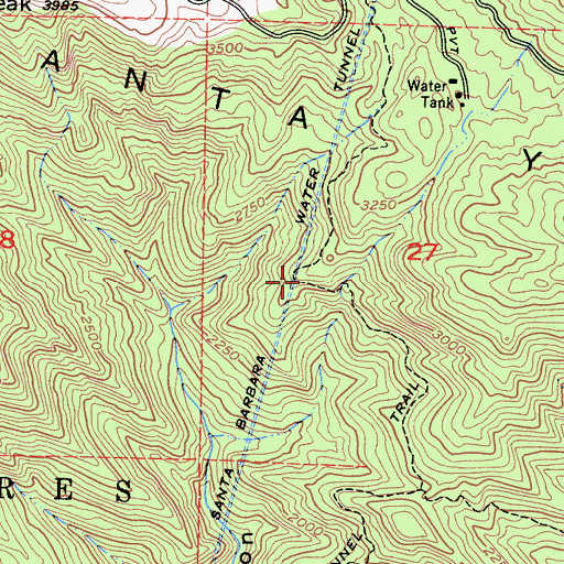 Topographic Map of Santa Barbara Water Tunnel, CA