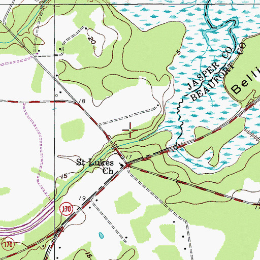 Topographic Map of Cherry Point Wastewater Treatment Plant, SC
