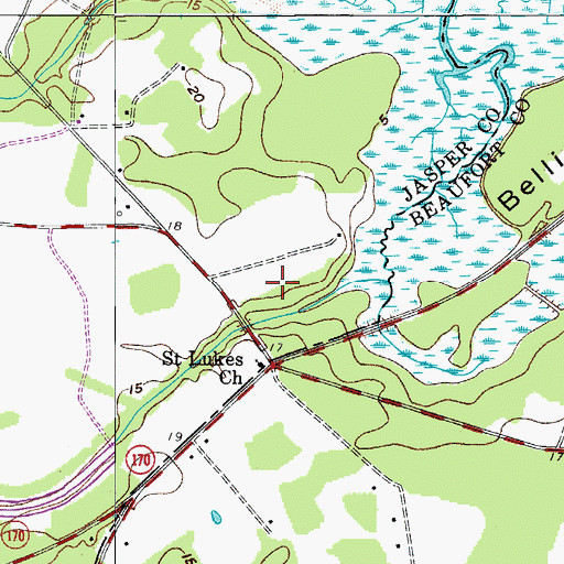 Topographic Map of Hardeeville Church Road Plant, SC