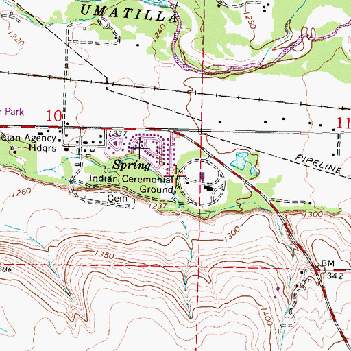 Topographic Map of Nixyaawii Community School, OR