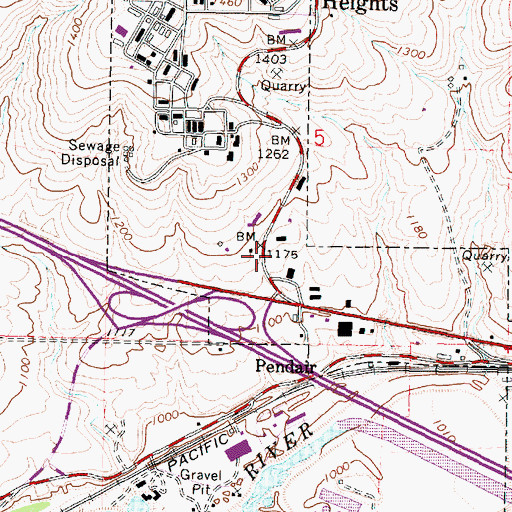 Topographic Map of Pendleton Academies, OR