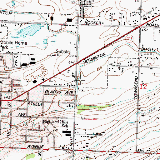 Topographic Map of Sandstone Middle School, OR