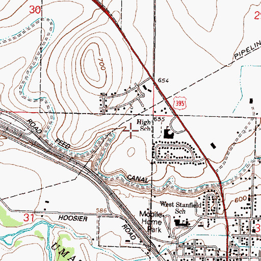 Topographic Map of Stanfield Elementary School, OR