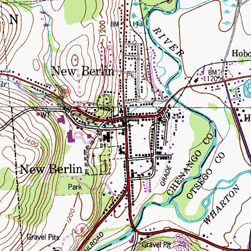 Topographic Map of New Berlin Municipal Building, NY