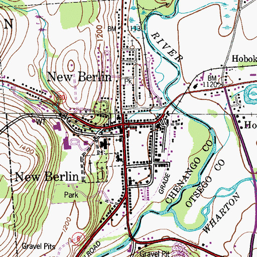 Topographic Map of New Berlin Library, NY