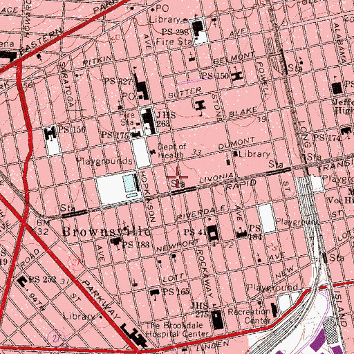 Topographic Map of Tiffany Theater (historical), NY